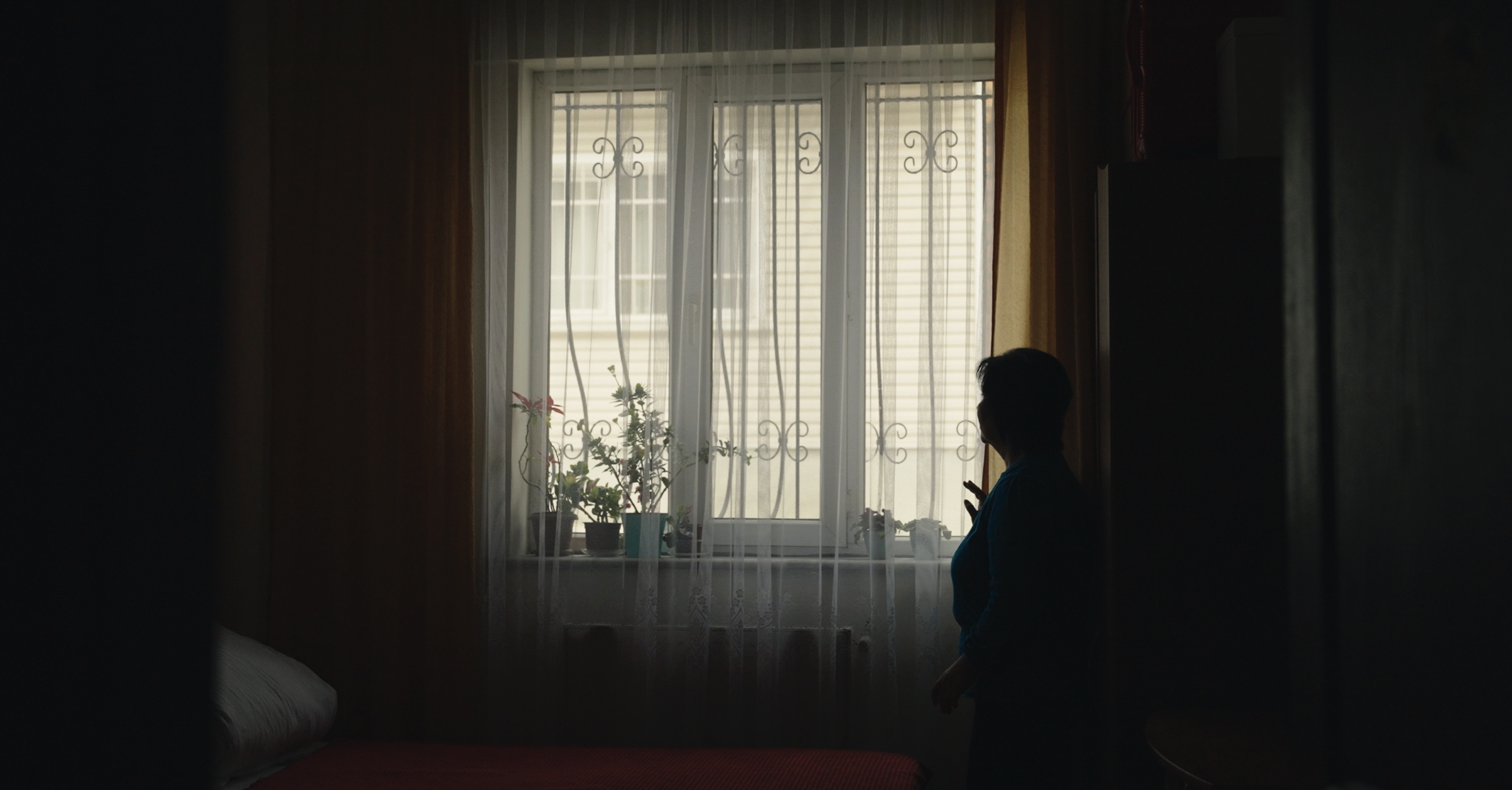 Leila Ibrahimova stands by her window, remembering her abduction by Russian occupation forces and the fear she and her family endured.