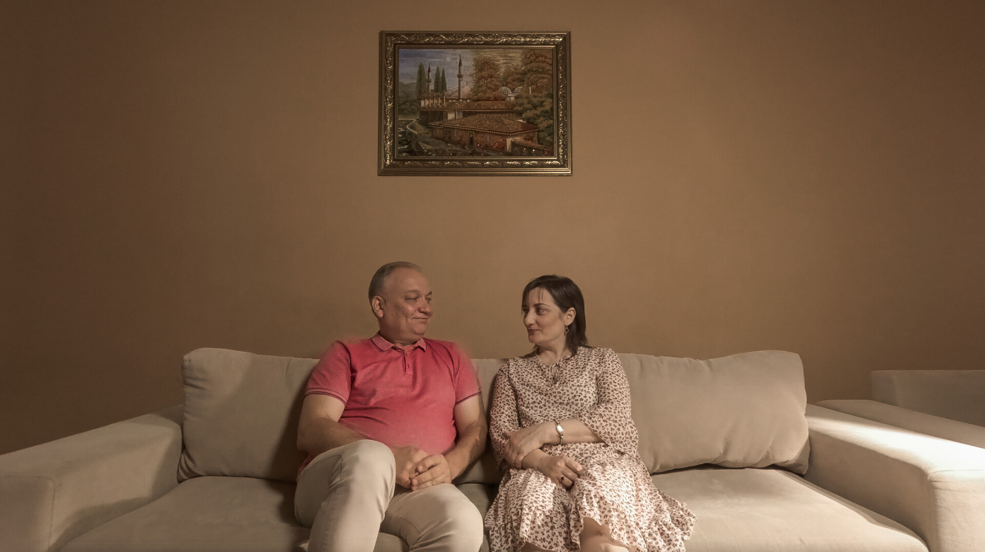 Zarema and Eskender Bariiev share a quiet moment as they discuss their love story and their decades of work aiding fellow Crimean Tatars.
